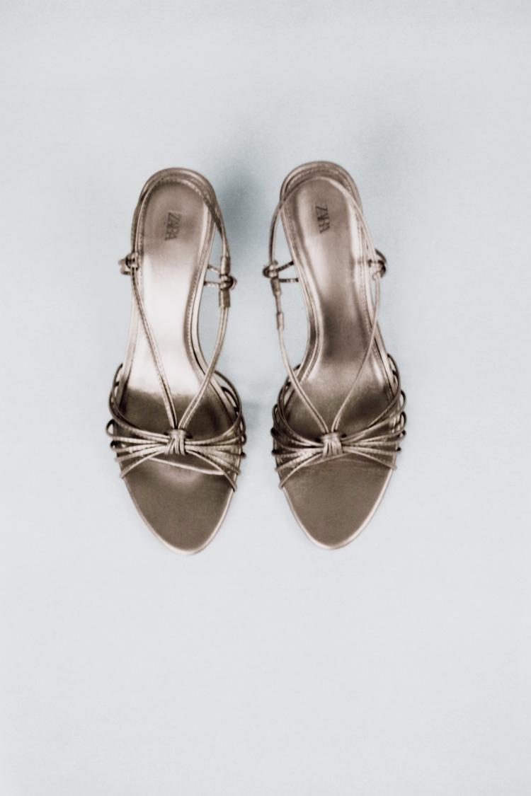 SANDALIA TIRAS ANUDADAS PIEL Bronce ZARA Mexico