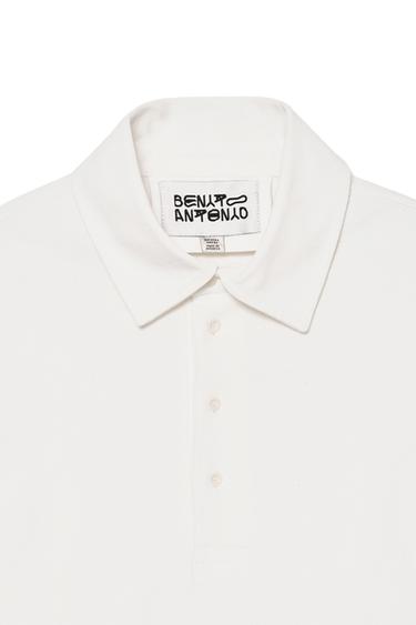 CROPPED FIT COTTON POLO SHIRT - Oyster-white by Zara - Image 4