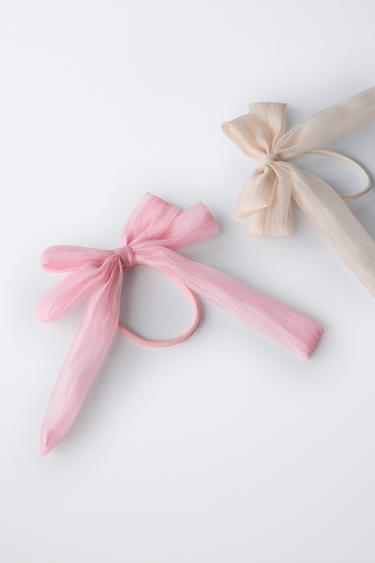 2-PACK OF ORGANZA BOW SCRUNCHIES - Ecru by Zara - Image 1