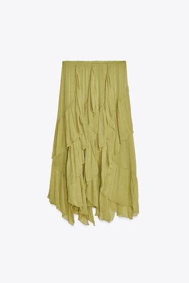 ZW COLLECTION RUFFLED SKIRT - Olive green by Zara - Image 9