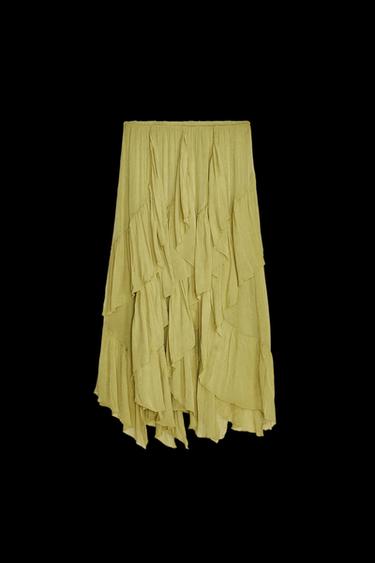 Zara ZW COLLECTION RUFFLED SKIRT - Olive green - Image 0