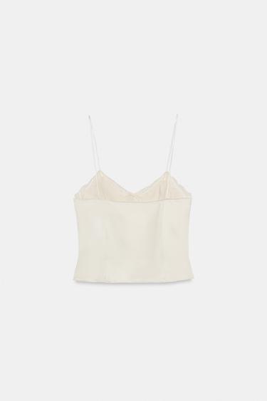 SATIN LACE CROP TOP - Butter by Zara - Image 7