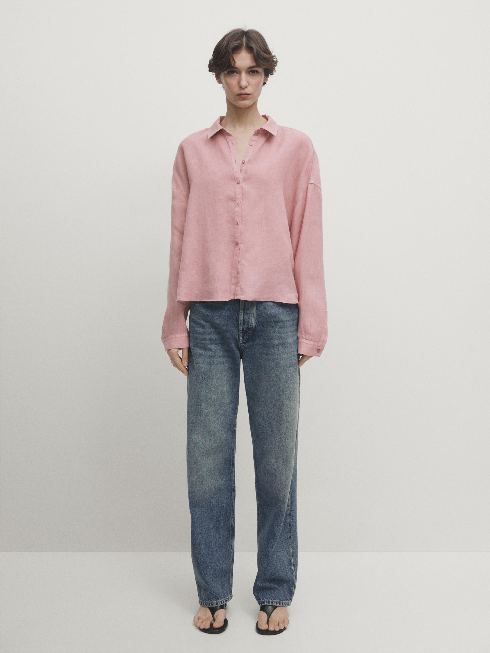 100% linen shirt - Pink | ZARA United States