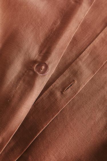 WASHED LINEN DUVET COVER (140 GXM²) - Brick by Zara