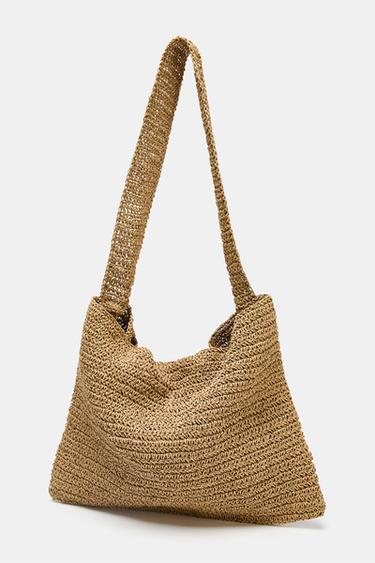 BEADED WOVEN TOTE BAG - Light beige by Zara - Image 2