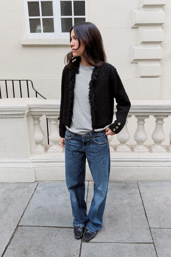 STRUCTURED FLEECE CARDINGAN - Black by Zara - Image 0