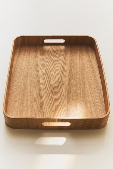 MEDIUM WOODEN TRAY - Light beige by Zara
