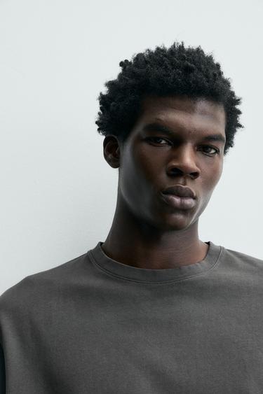 KAMISETA MAHUKA LUZEA REGULAR FIT - Antrazita grisa, Zara-rena