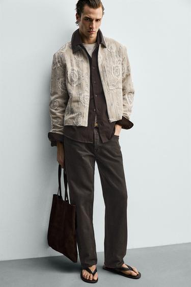 IRREGULAR FLORAL JACQUARD JACKET - Dark beige by Zara - Image 6