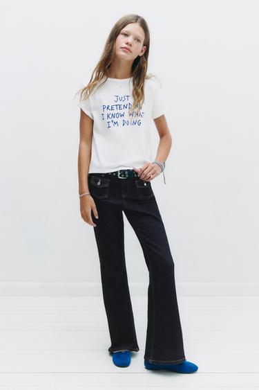 JEAN FLARE À POCHES - Bleu de Zara