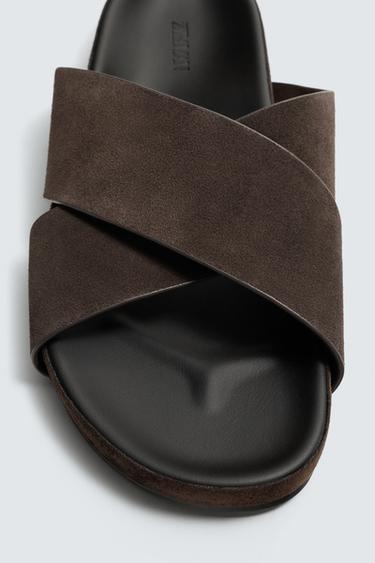 SANDALES À BRIDES CROISÉES - Chocolat de Zara - Image 5