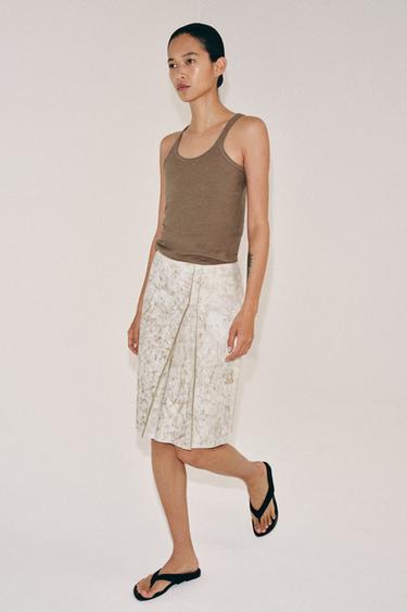 COTTON & LINEN STRAPPY TOP - Light brown by Zara - Image 0
