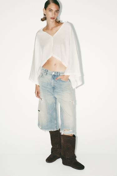 KIMONO CAPA ASIMÉTRICO - Blanco roto de Zara