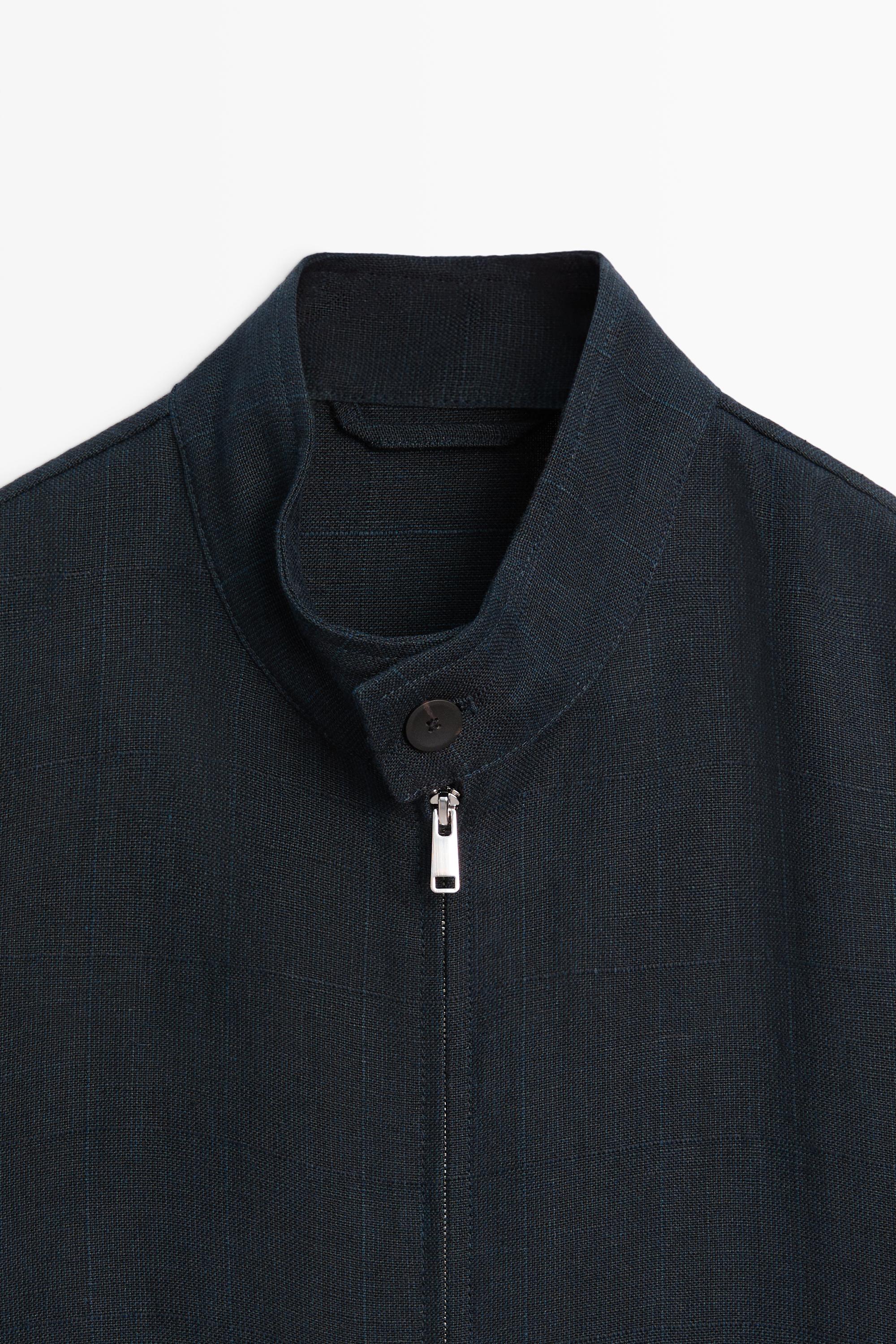 Blouson col officier 100 % lin
