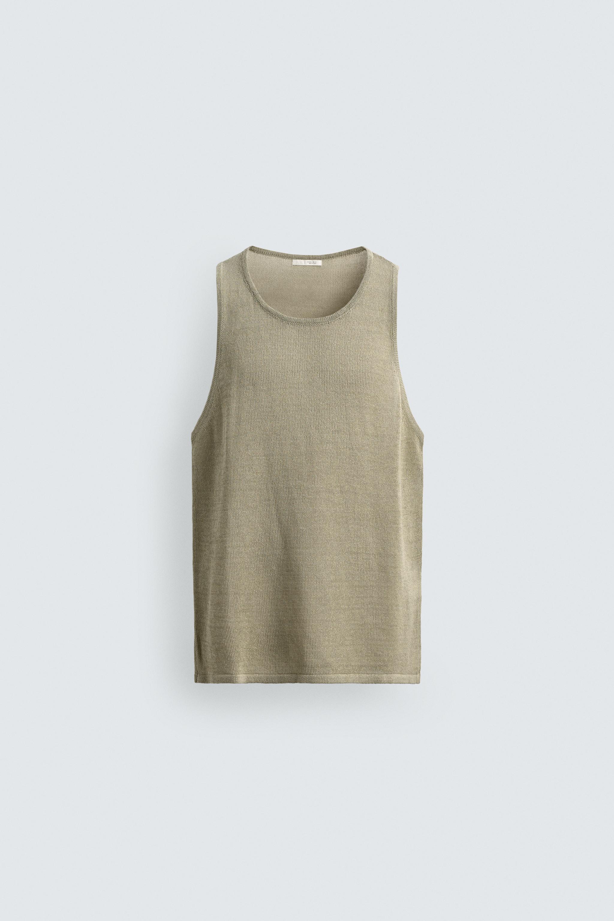 RELAXED FIT KNIT TANK TOP — Light green