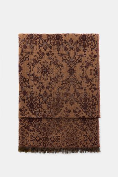 WOOL JACQUARD SCARF - Toffee by Zara