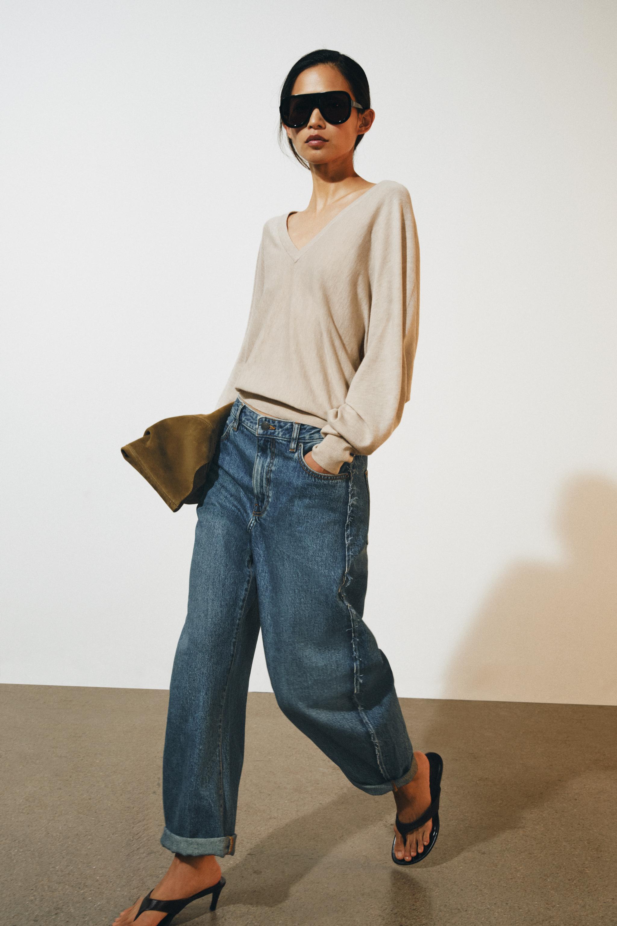 Zara ZW COLLECTION PAÇALI BALON ORTA BEL JEAN görsel 8