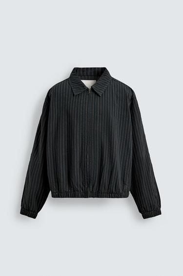 STRIPED TEXTURED JACKET - Blue by Zara