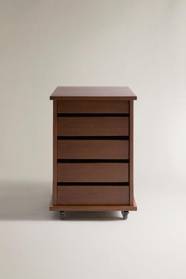 WOODEN DRAWER UNIT WITH WHEELS - Brown by Zara