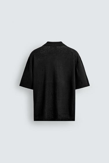 KNIT LINEN-COTTON SHIRT - Black by Zara - Image 7