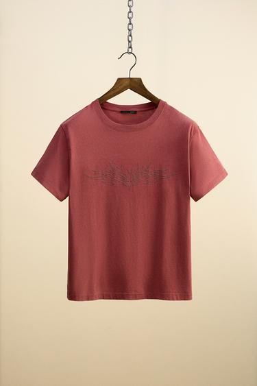 WASHED RELIEF T-SHIRT - Red by Zara