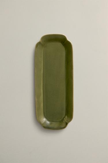 STONEWARE TRAY - Green by Zara