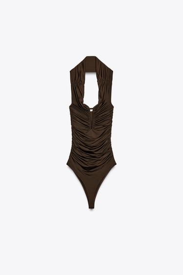 STRAPLESS POLYAMIDE BODYSUIT - Brown by Zara - Image 4