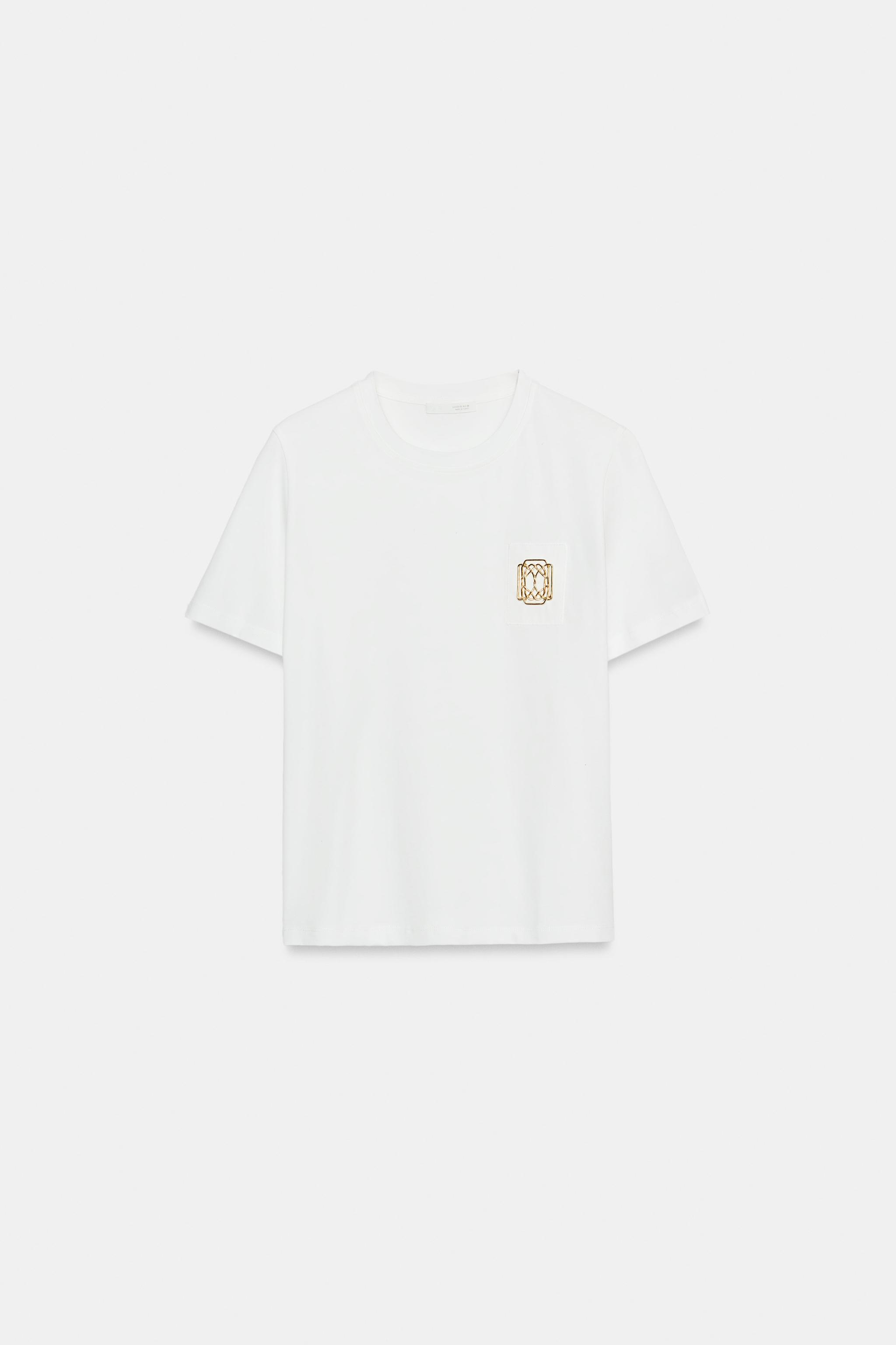 Zara METALİK AKSESUARLI T-SHIRT görsel 4
