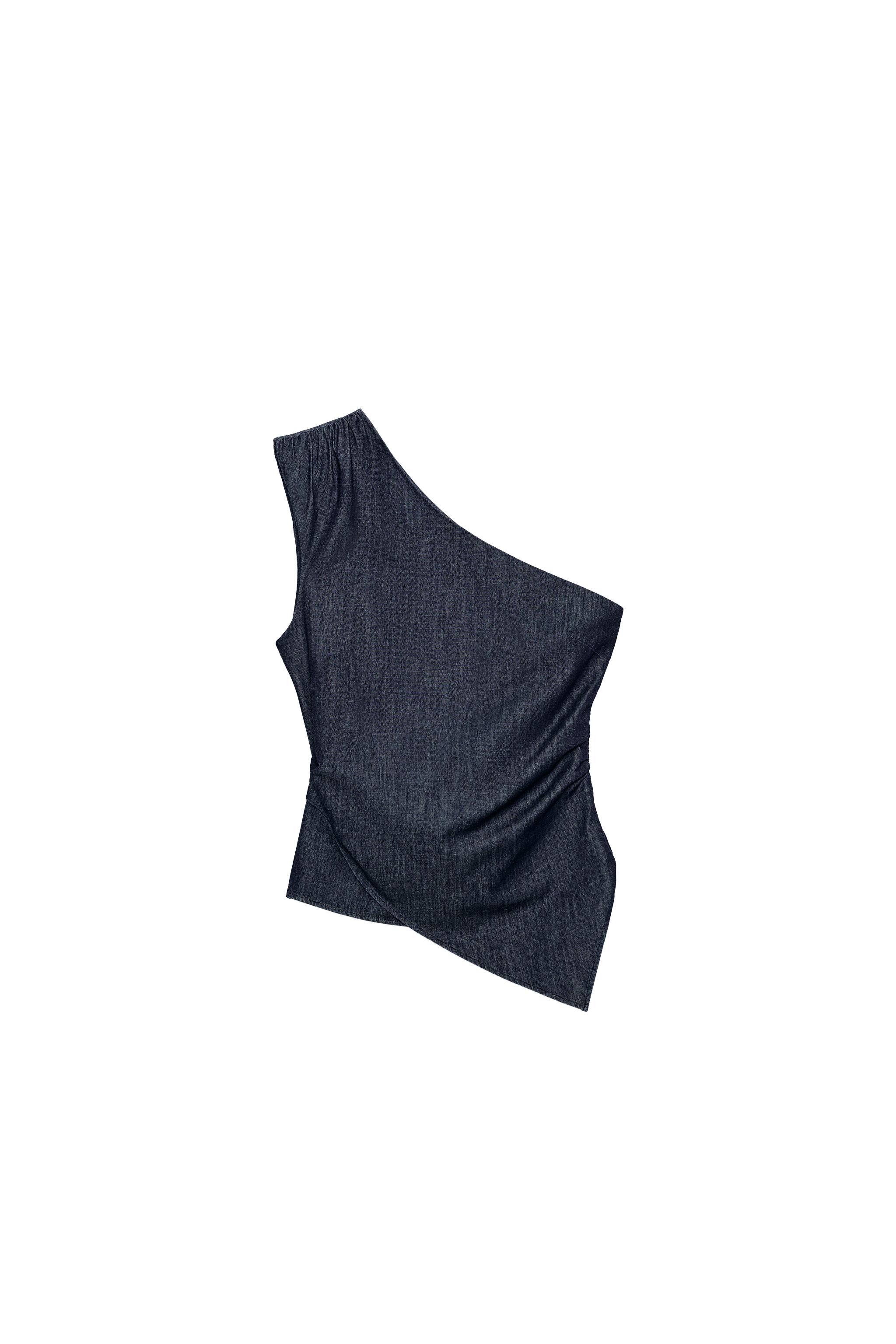 TOP ASYMÉTRIQUE À ÉPAULETTE AVEC LIN
