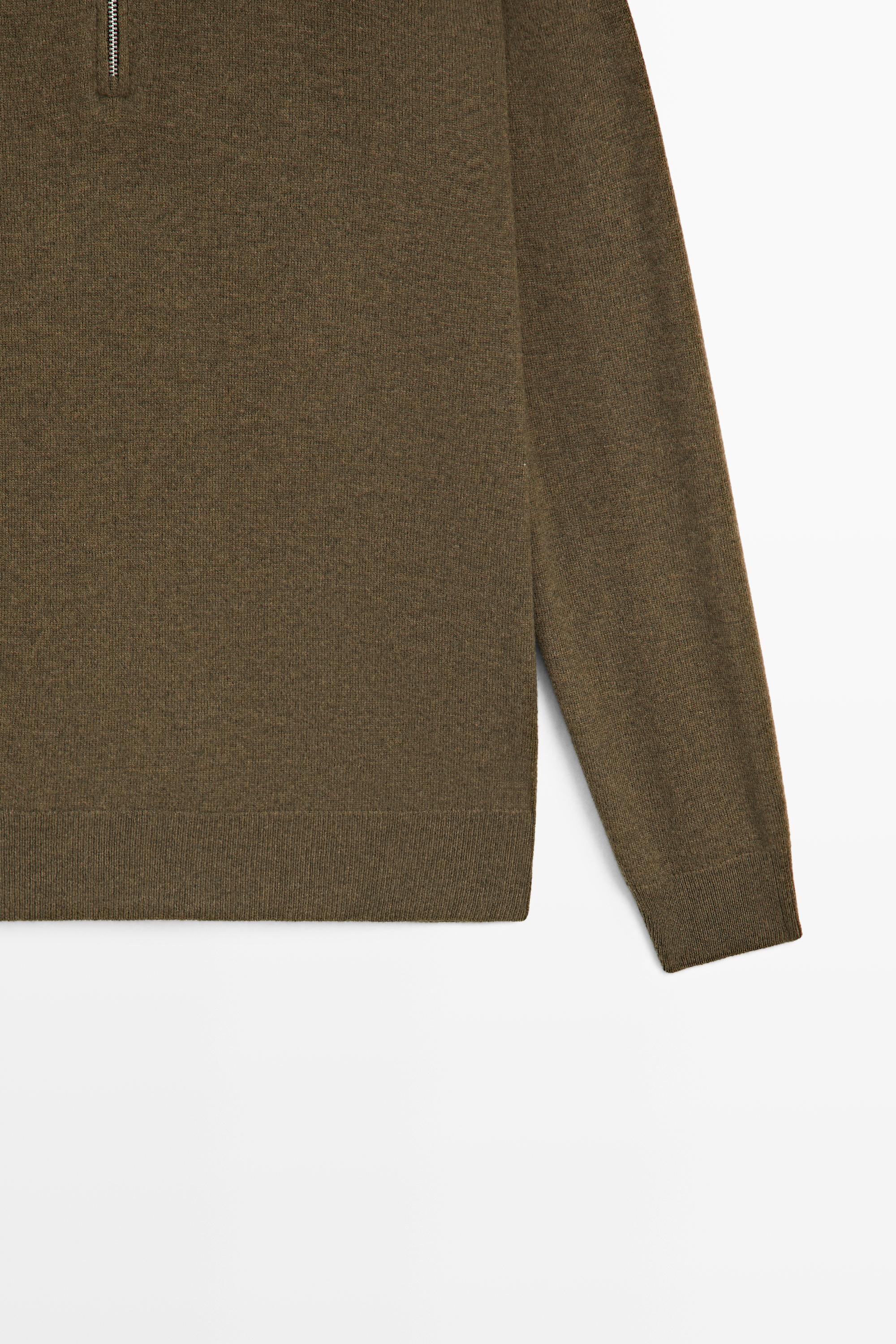 Mock neck zip-up knit sweater