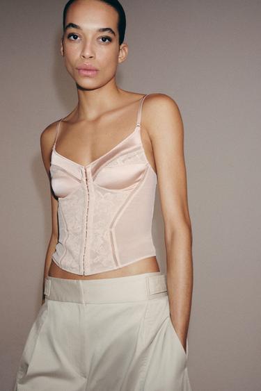 CONTRAST CORSET WITH STRAPS - Beige-pink by Zara - Image 3
