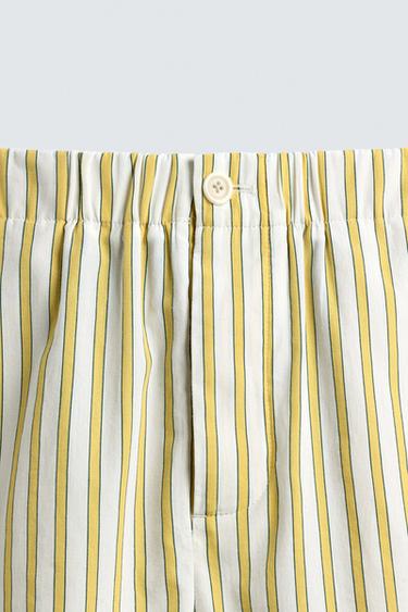 SHORT RAYURES BRODÉ - Jaune de Zara - Image 8