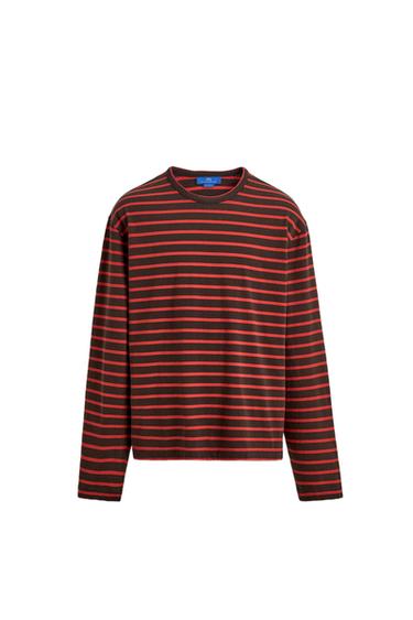 تيشيرت جاكار مخطط Aaron Levine X ZARA - أحمر by Zara