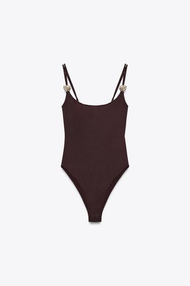 BODY POLYAMIDE COQUILLAGE - Marron foncé de Zara - Image 4