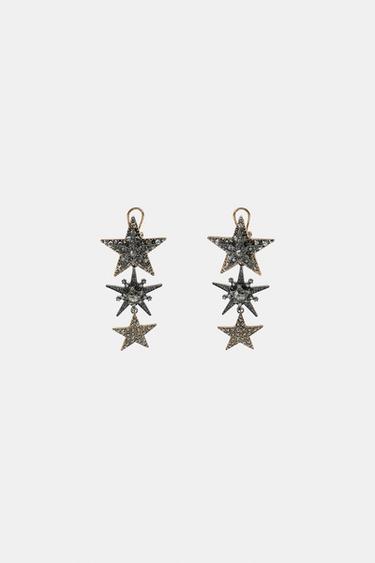 SPARKLY STAR EARRINGS - Anthracite grey by Zara
