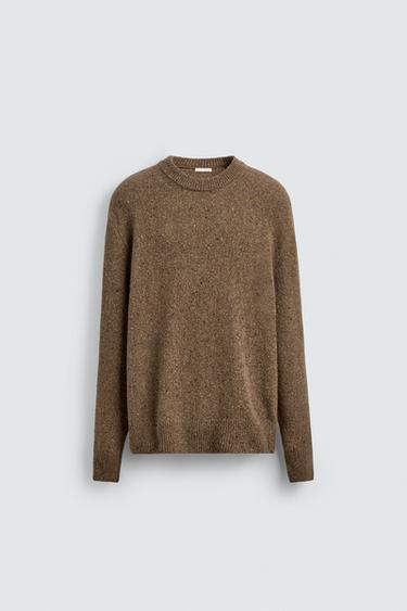 WOOL BLEND BUTTON-UP JUMPER - Brown by Zara