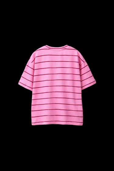 GESTREIFTES T-SHIRT - Rosa von Zara