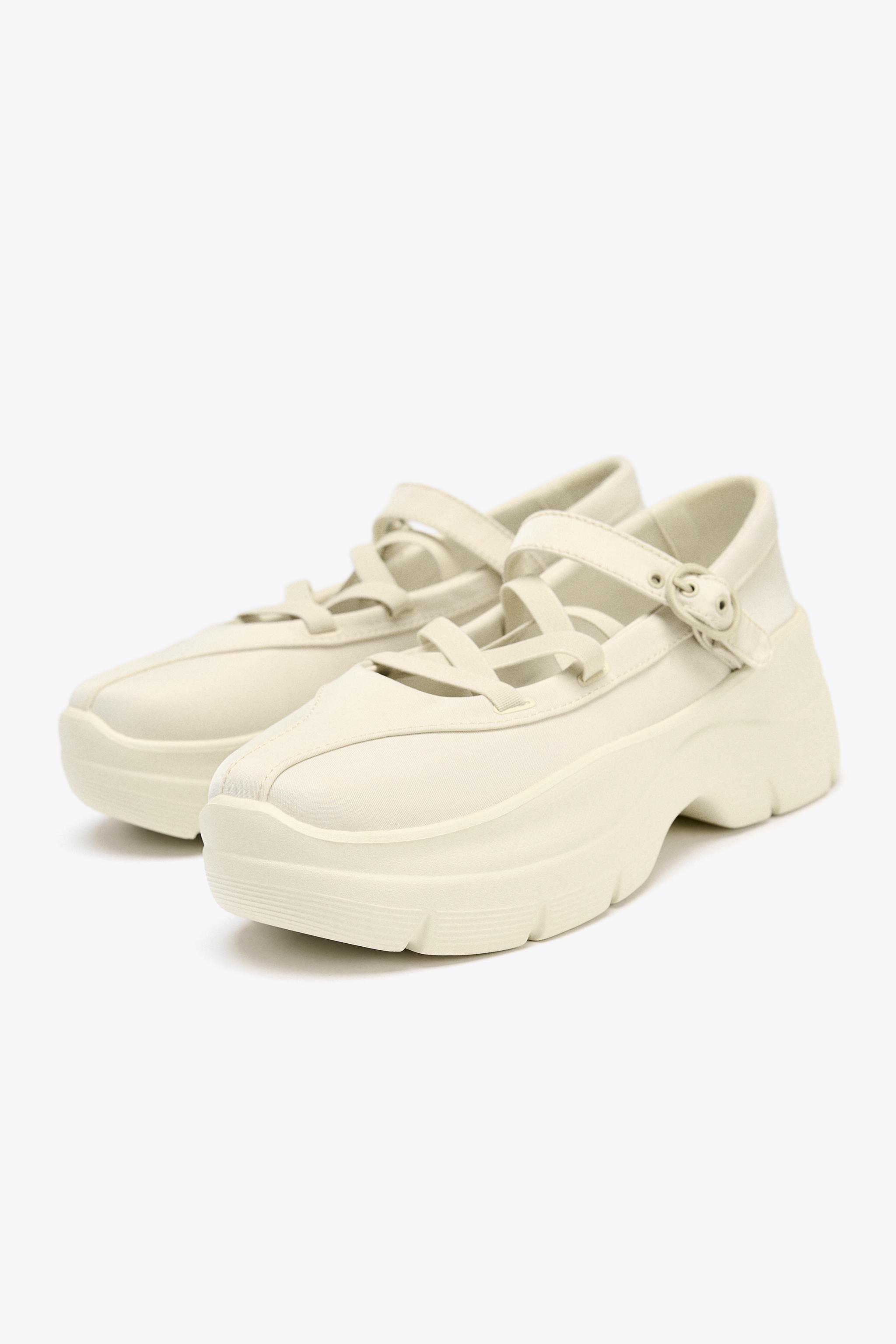 ストラップ付きスポーティバレリーナシューズ - エクリュ | ZARA