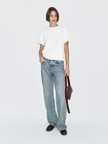 Zara Short sleeve cotton blend T-shirt - White