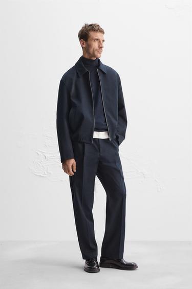 PANTALÓN ESTRUCTURA PLIEGUES - Marino de Zara - Imagen 0