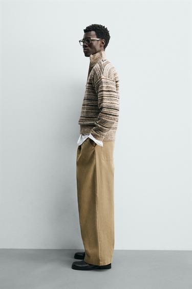 QUARTER-ZIP TWISTED YARN JUMPER - Toffee by Zara - Image 3