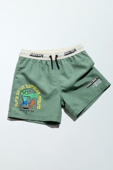 Zara AGES 6-14 / MINECRAFT © MOJANG AB. ™ SWIM SHORTS - Green