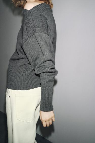 PULL EN MAILLE COL BATEAU - Gris de Zara - Image 1