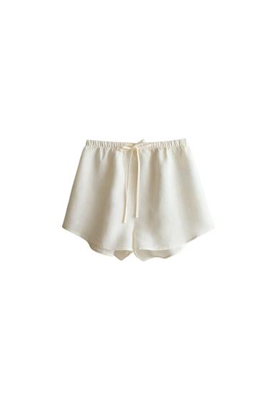 Zara LINEN SHORTS - Ecru