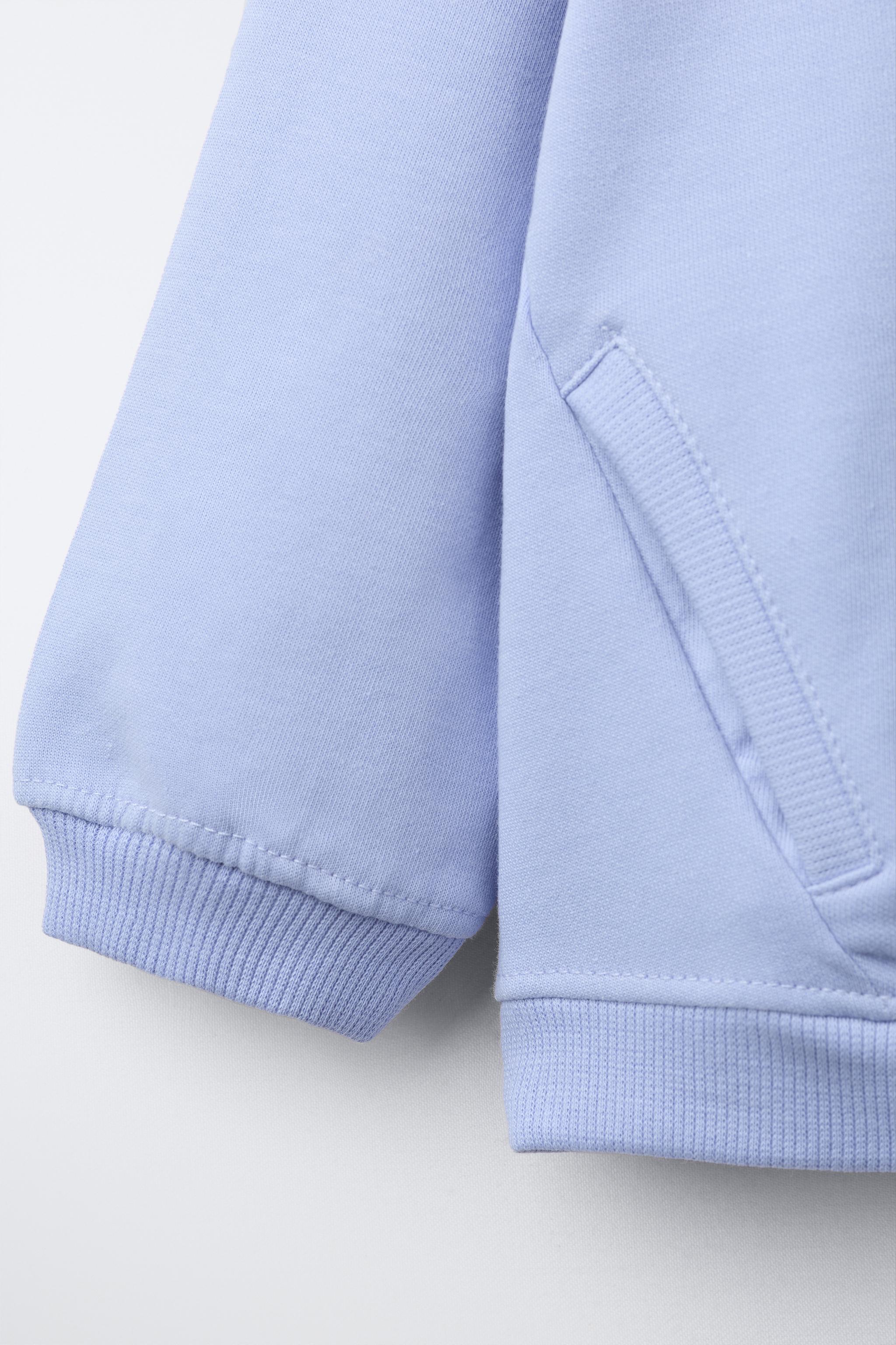 INTERLOCK ZIP SWEATSHIRT WITH RAISED TEXT - Pastel blue | ZARA