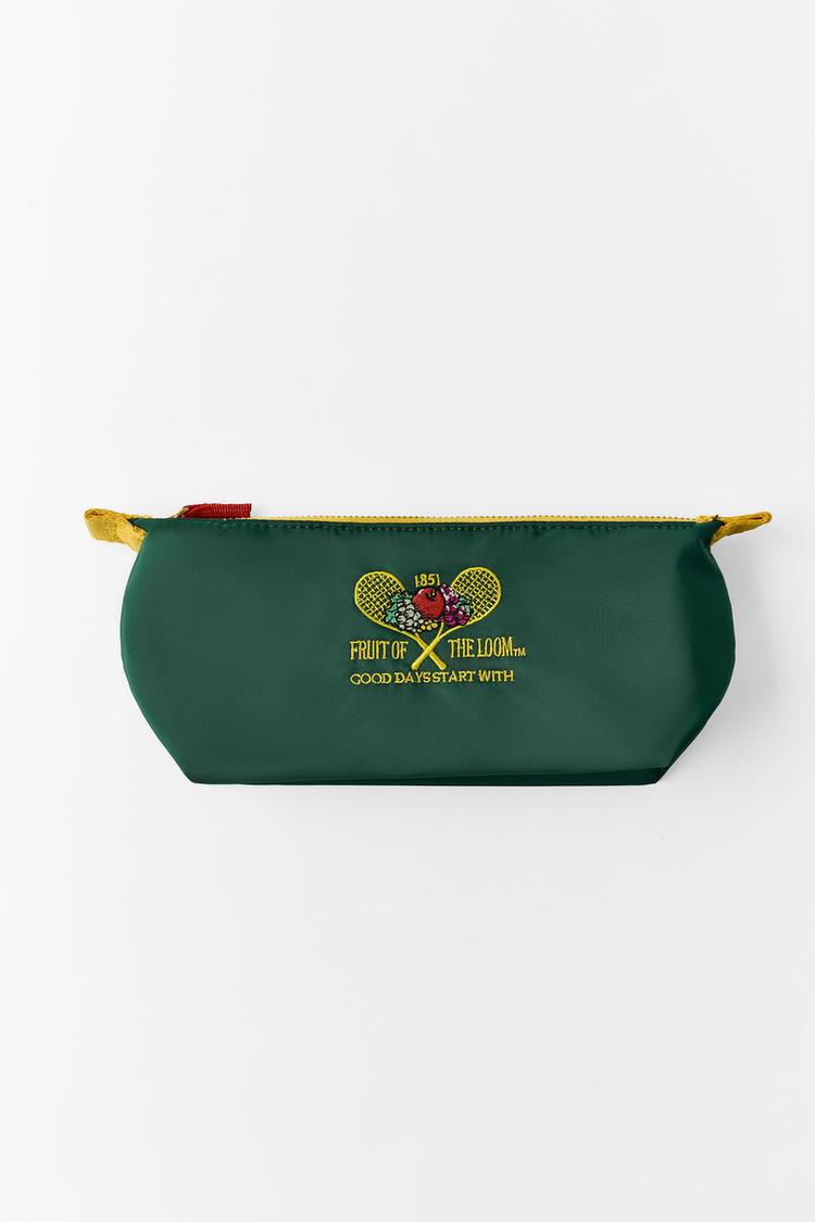 FRUIT OF THE LOOM™ NYLON EMBROIDERED TOILETRY BAG — Green