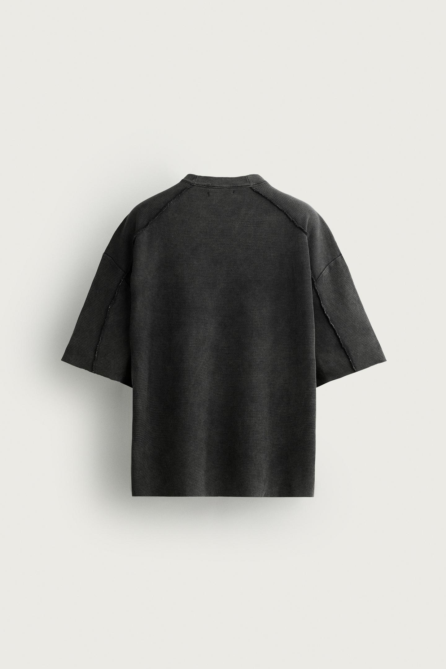Мужская футболка Zara Washed Texture Knit, цвет: Чёрный — фото 8