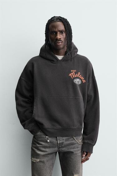 SUDADERA CAPUCHA GRÁFICOS POST MALONE™ - Negro de Zara