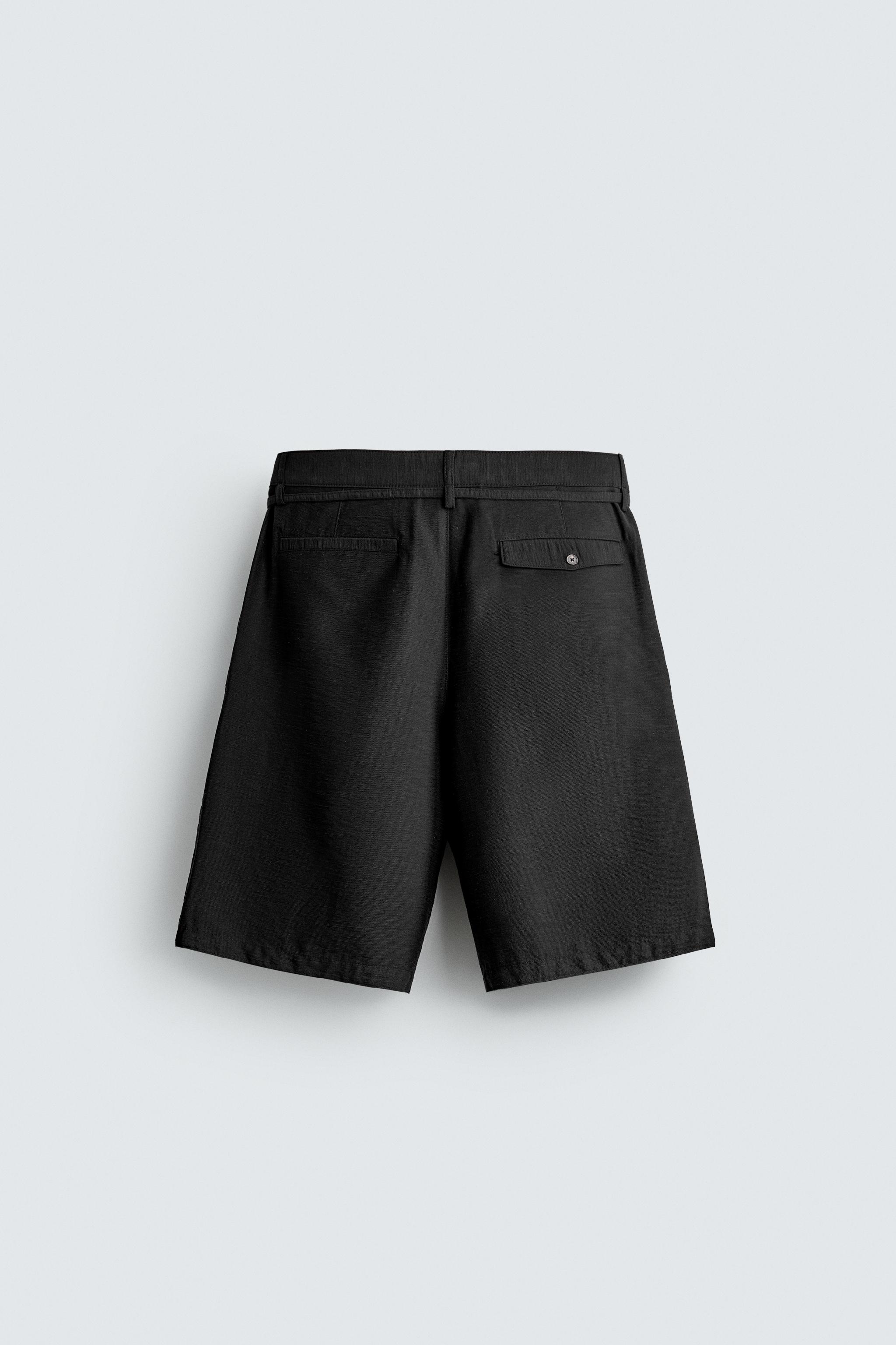 RELAXED FIT BELTED PLEATED SHORTS