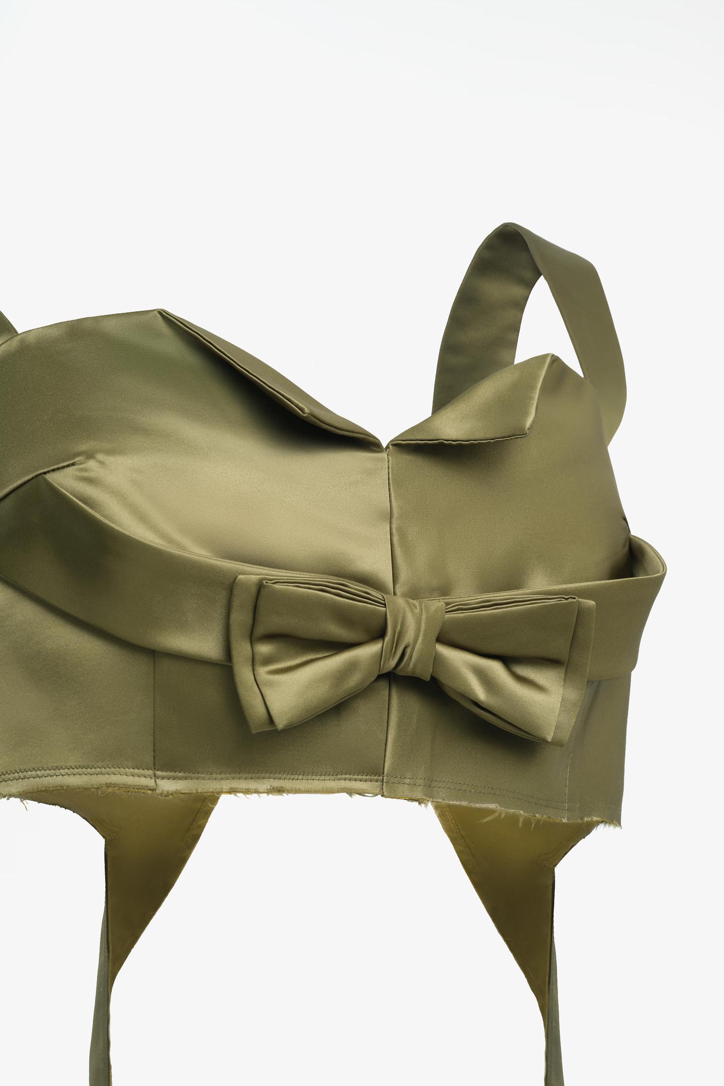 Женский топ Zara Limited Edition Bow Top, цвет: Оливковый зелёный — фото 5